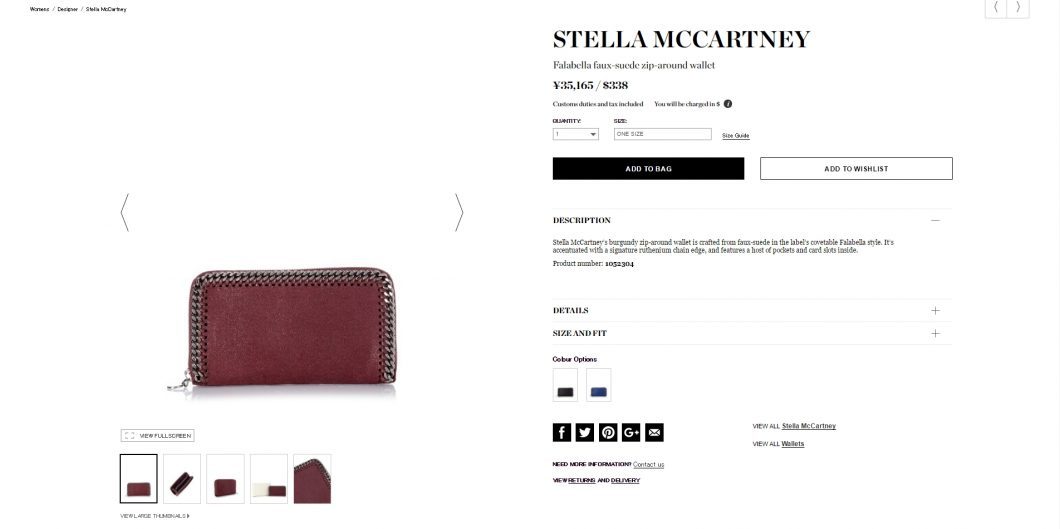 STELLA MCCARTNEY falabella zip around wallet