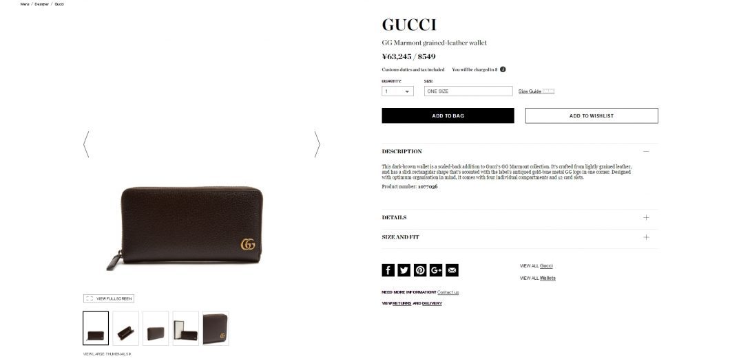 GUCCI zip aound wallet