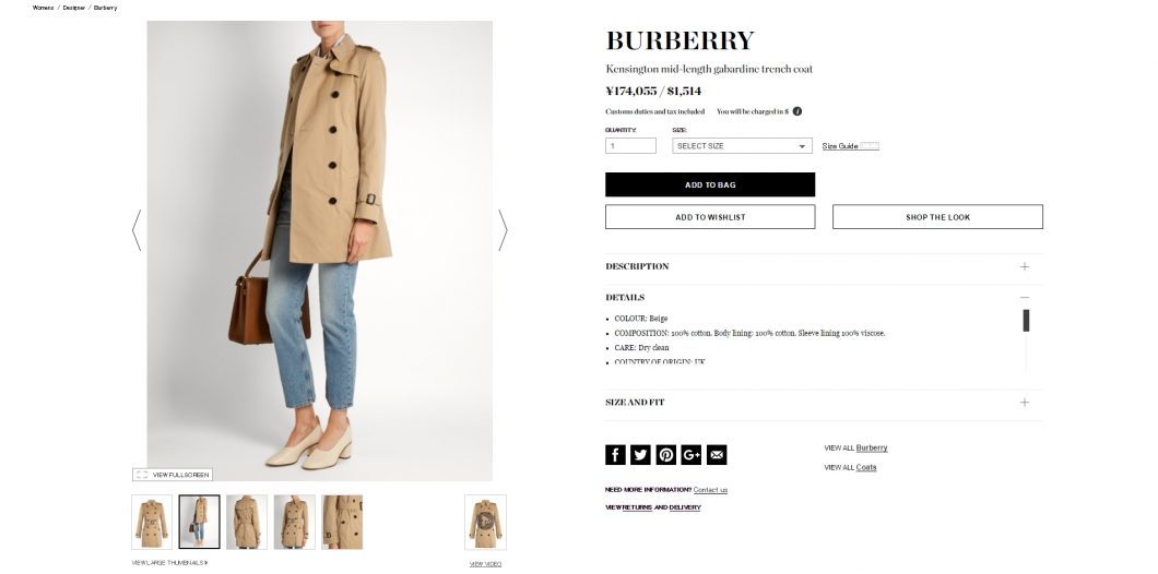 BURBERRY kensington trench coat