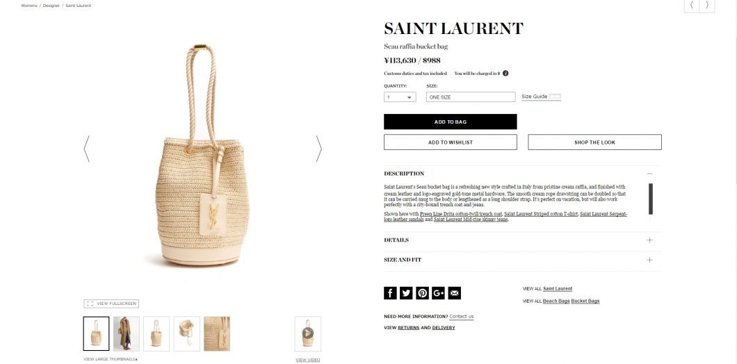 SAINT LAURENT bucket bag