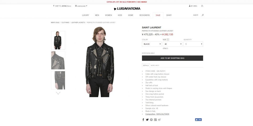 SAINT LAURENT studs leather jacket mens