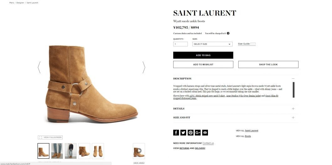 SAINT LAURENT wyatt abkle boots mens 2017ss