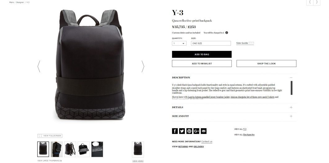 Y-3 QASA backpack 2017ss