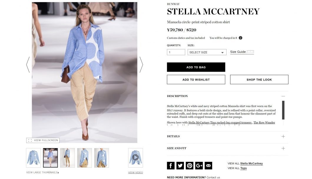 STELLA MCCARTNEY manuela shirt 2017ss