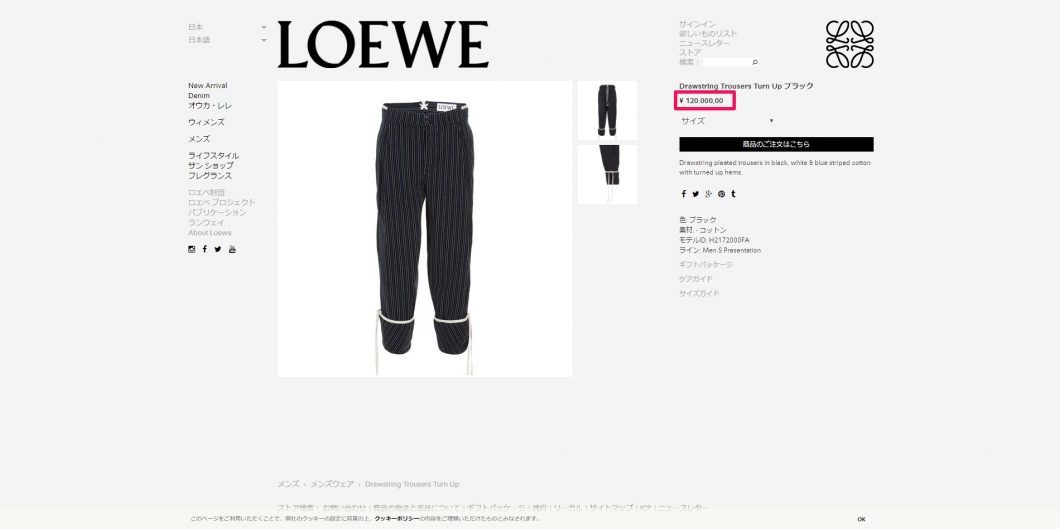 LOEWE Drawstring Trousers Turn Up 2017ss 国内