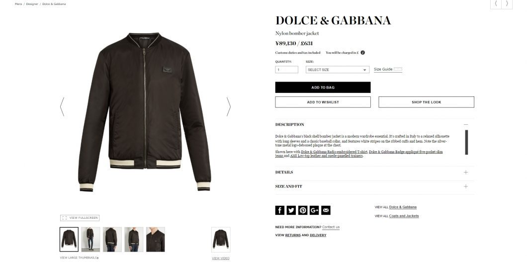 DOLCE & GABBANA bomber jacket 2017ss