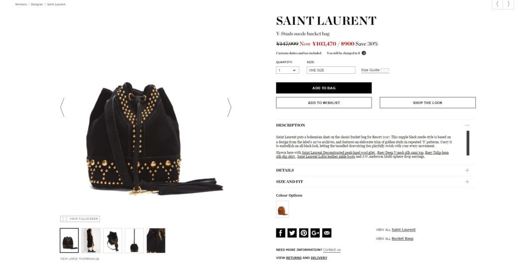 SAINT LAURENT bucket bag 2017ss sale