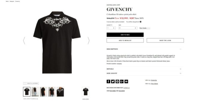 GIVENCHY Columbian-fit tattoo-print polo shirt 2017ss