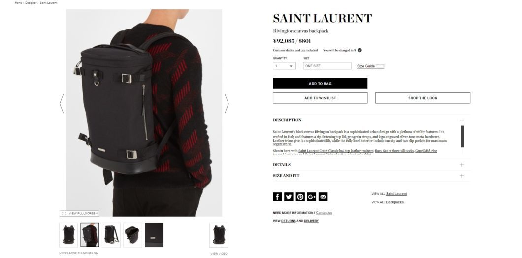 SAINT LAURENT backpack 2017aw