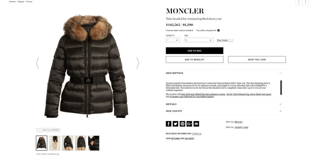 MONCLER Tatie hooded fur-trimmed quilted down coat 2017aw