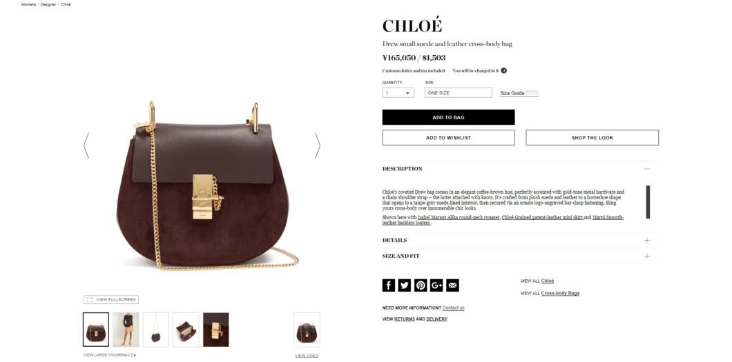 CHLOÉ Drew small suede and leather cross-body bag 2017aw