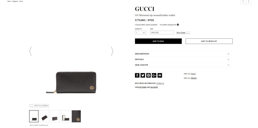 GUCCI GG Marmont zip-around leather wallet 2017aw