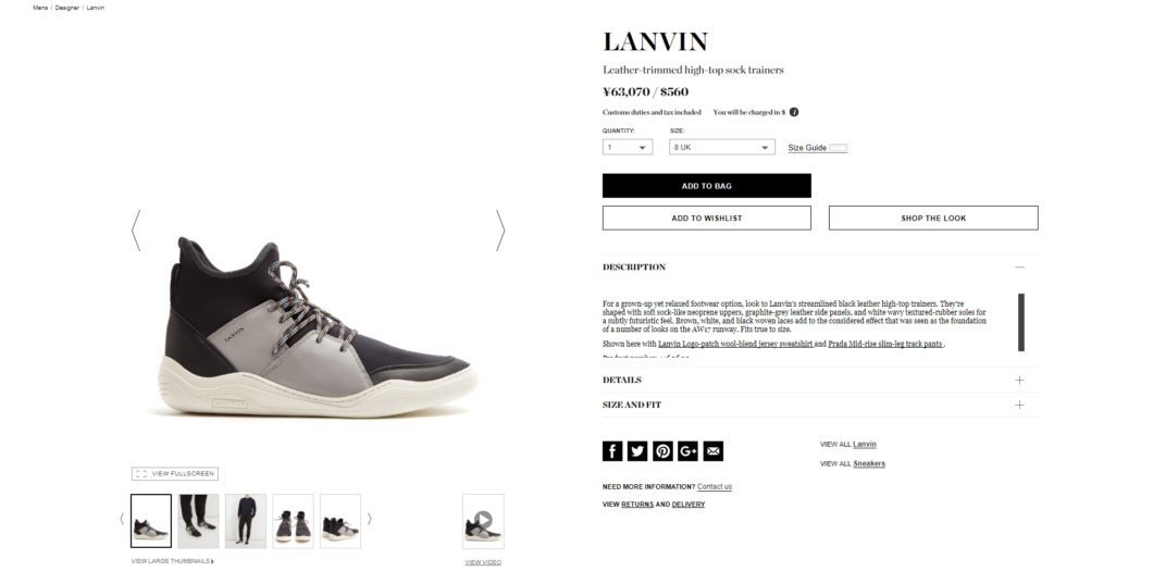 LANVIN Leather-trimmed high-top sock trainers 2017aw