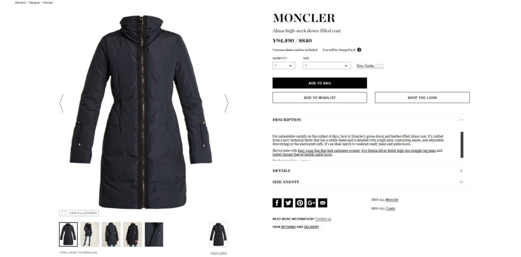 MONCLER Alnus high-neck down-filled coat 2017aw