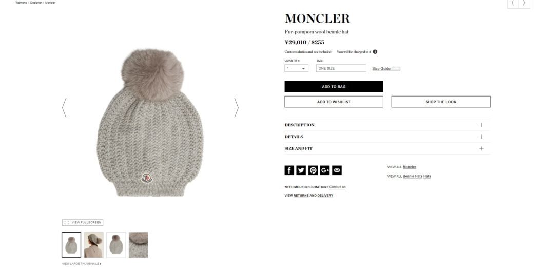 MONCLER beanie hat 2017aw