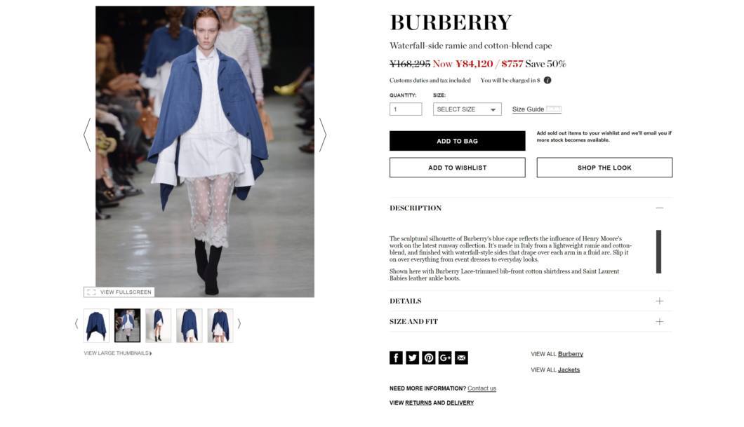 BURBERRY Waterfall-side ramie and cotton-blend cape 2017aw sale